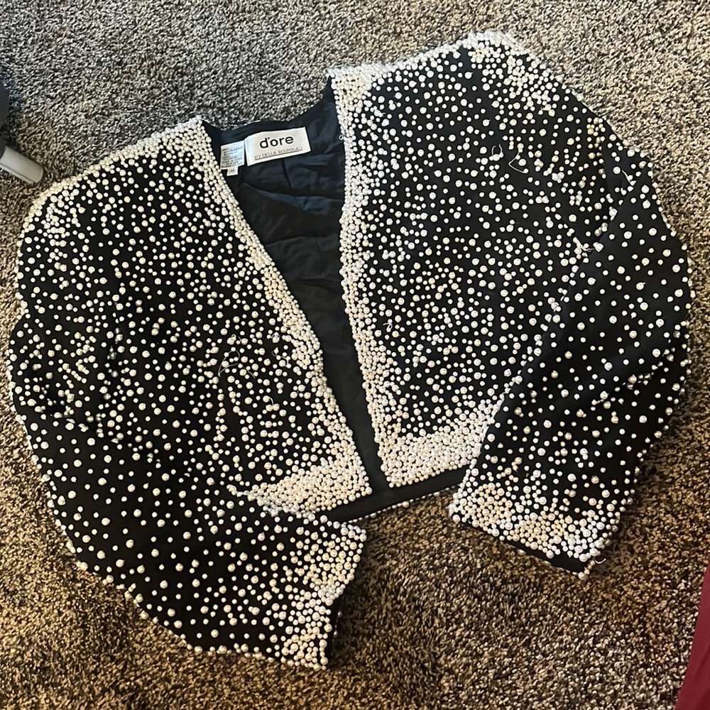 D’ore by Della Roufogali Beaded Pearl Jacket